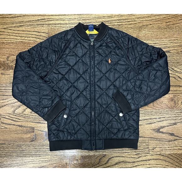 Polo Ralph Lauren Toddler Boys Quilted Black Bomber Full Zip Jacket Size 7